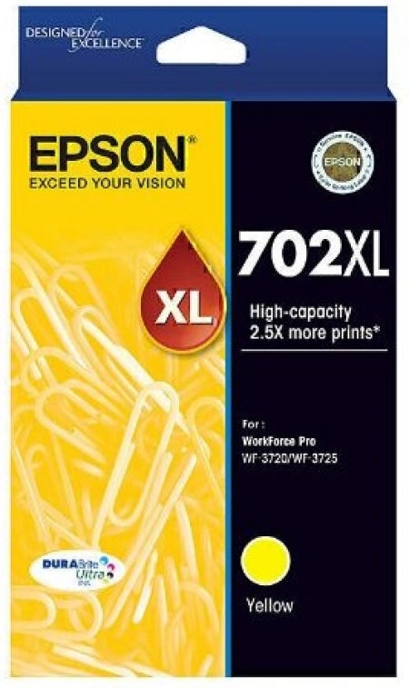 Genuine Epson 702XL C13T345492 Yellow Ink Cartridge 950 Prints