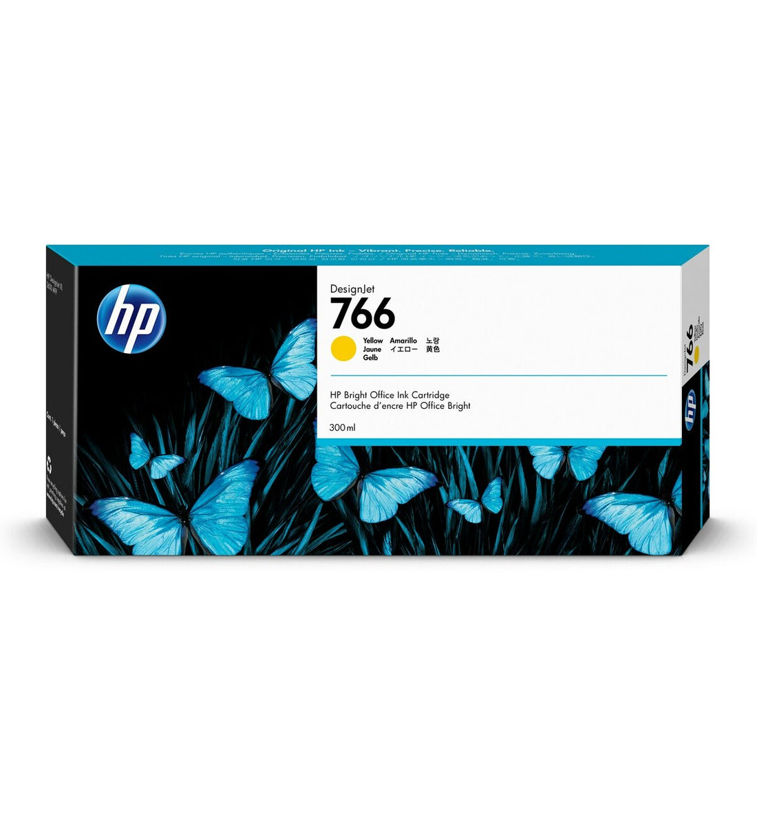 Genuine HP 766 300-ml Yellow DesignJet Ink Cartridge P2V91A