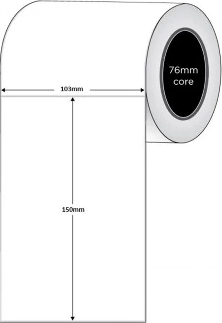 103mm x 150mm Direct Thermal Labels - Plain Perforated - 1000/Roll - 76mm Core - Suitable Sato / Zebra
