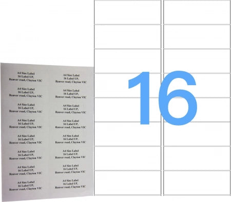 16UP 100 Pack A4 White Labels Self Adhesive Laser & Inkjet Sticker Labels - Avery L7162