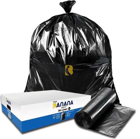 Carton of 1000 18L Black Bin Liners - Office / Kitchen 10 micron (Standard Strength)