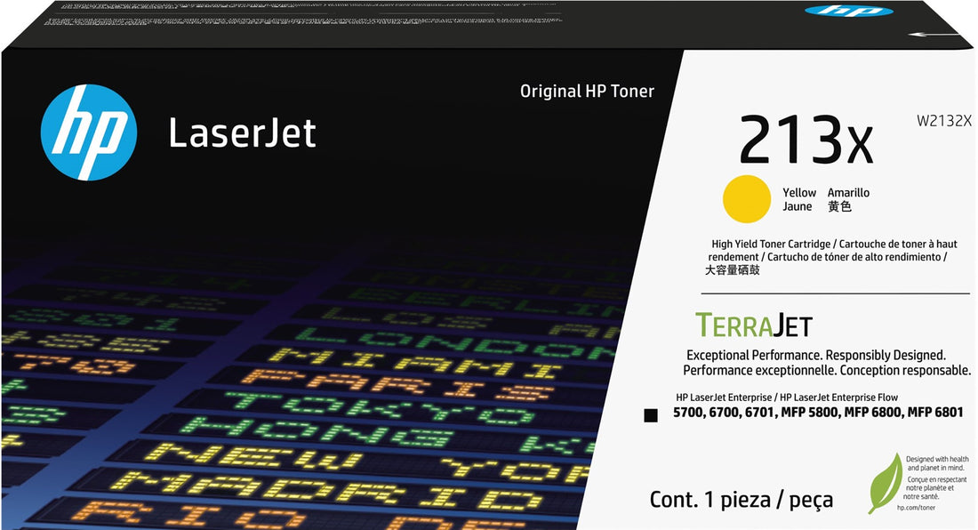 Genuine HP 213X Yellow High Capacity Toner Cartridge W2132X 6,000 Print
