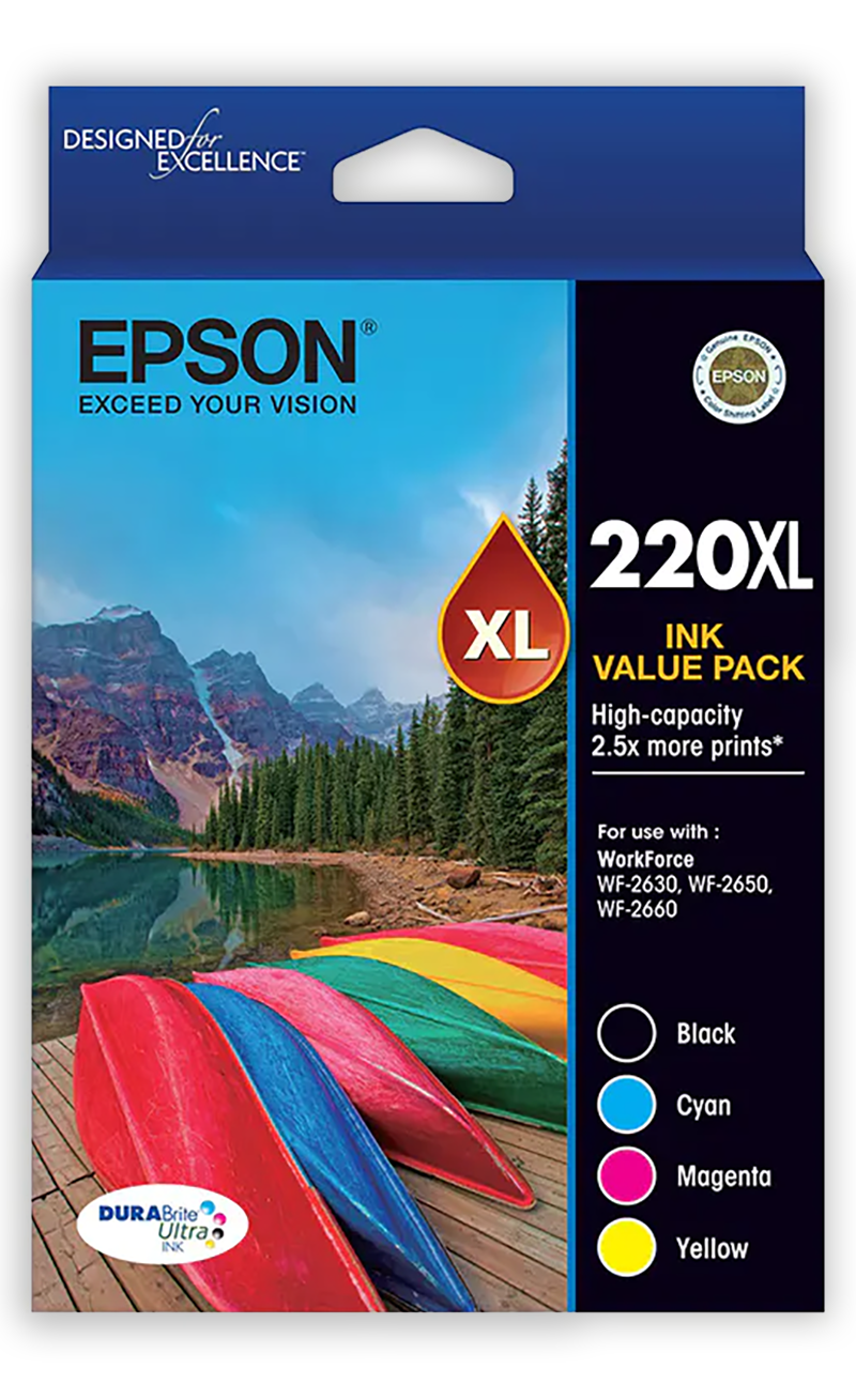 Genuine 4 Pack Epson 220XL Ink Cartridges (C13T294192-C13T294492) 1BK+1C+1M+1Y