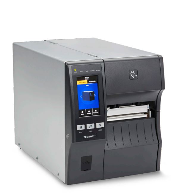 Zebra TT Printer ZT411 4in 203 DPI UK/AU/JP/EU Cords Serial USB 10/100 Ethernet Bluetooth 4.1/MFI USB Host Cutter w/ Catch Tray EZP