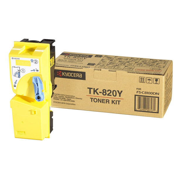 Kyocera TK820Y Yellow Genuine Toner Cartridge 7,000 Print