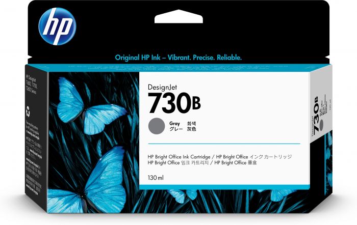 Genuine HP 730 130ml DesignJet Grey Ink Cartridge P2V66A
