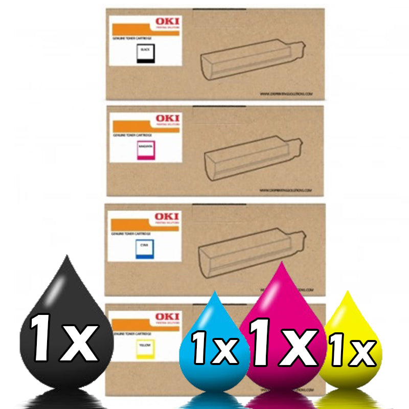 Genuine 4 Pack OKI MC363DN Toner Cartridges 46508717-46508720 1C+1M+1Y+1BK