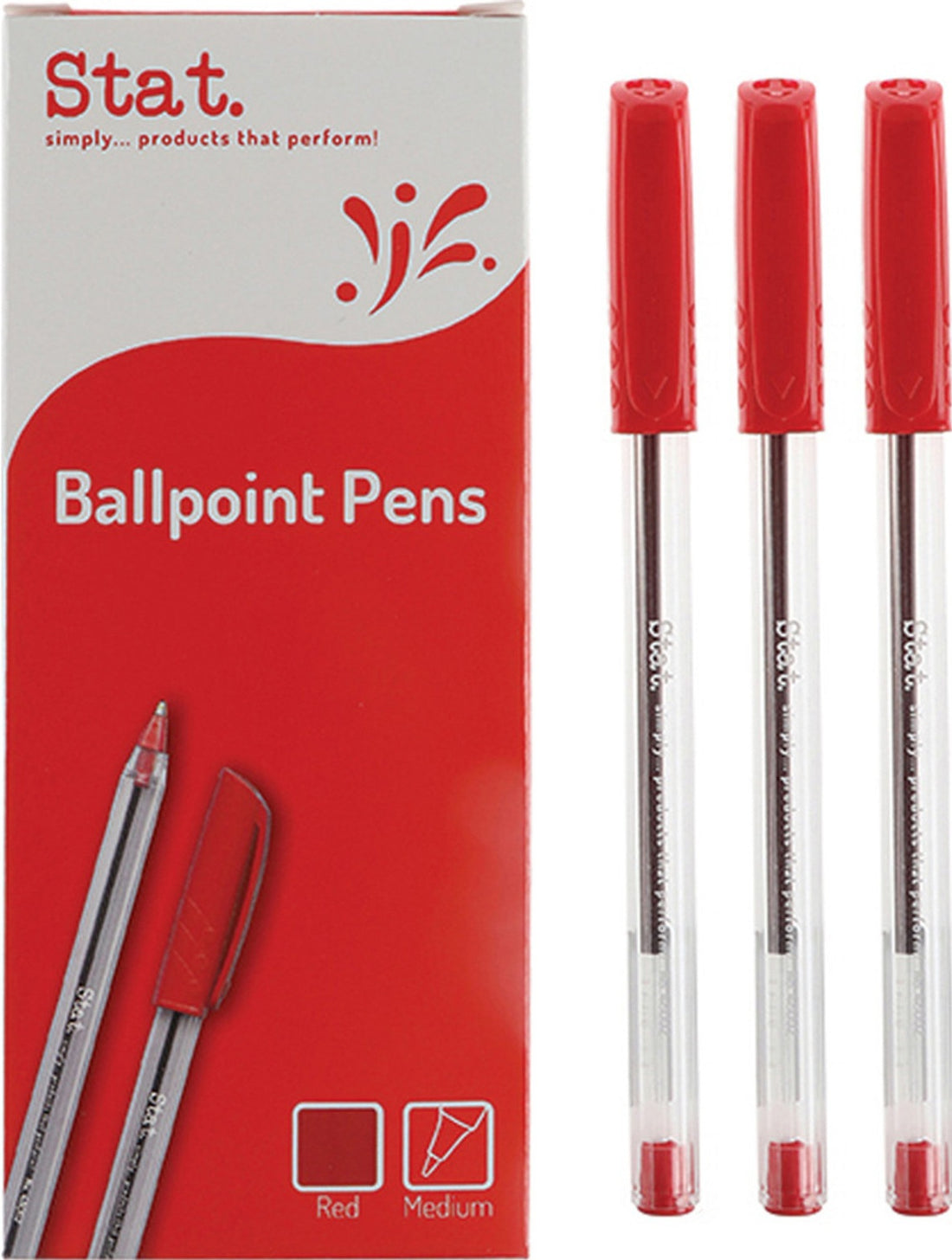 Pen Stat 1.0mm Ballpoint Medium Red Box of 12
