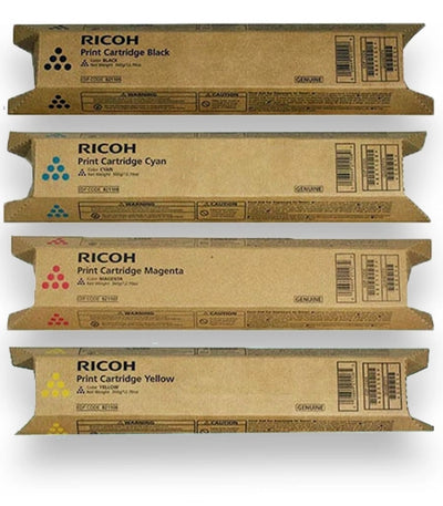 4-Pack Genuine Ricoh SP C820 C821 CMYK Toner Cartridge 821050 821053 821052 821051 - 20k/15k Yield