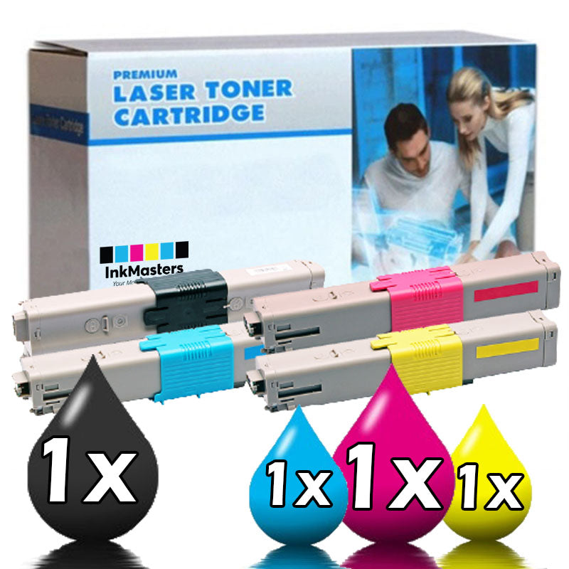 Compatible 4 Pack OKI C301, MC342, C321 Toner Set 44973545-44973548 1BK+1C+1M+1Y