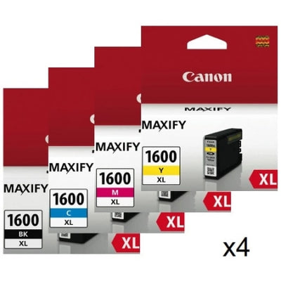 4-Pack Canon PGI1600XL Genuine CMYK Ink Tank MB2060/MB2160/MB2360/MB2760 - 1.2K/900 Print Yield