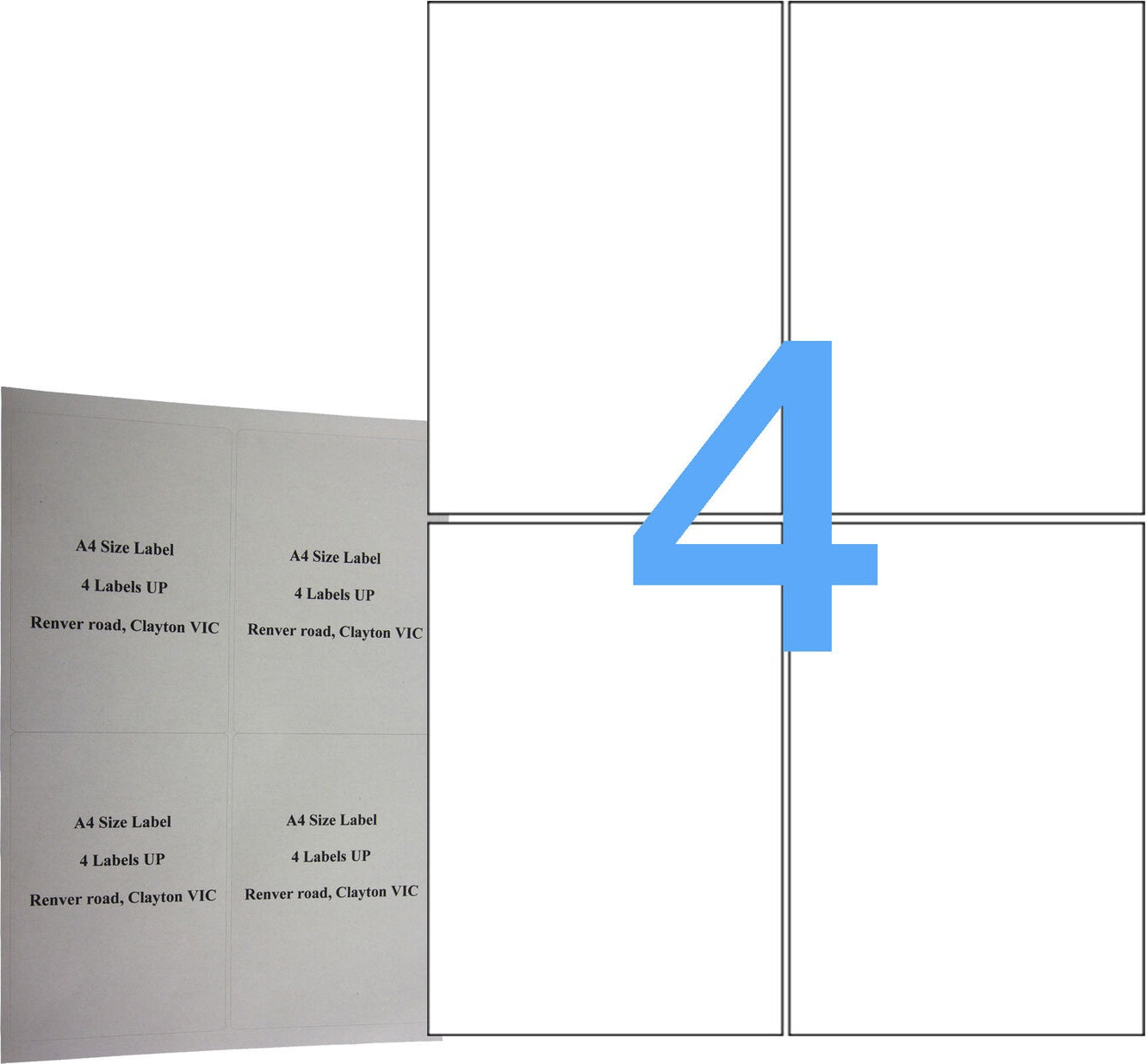 4UP 100 Pack A4 White Labels Self Adhesive Mailing Laser & Inkjet sticker labels - Avery L7169