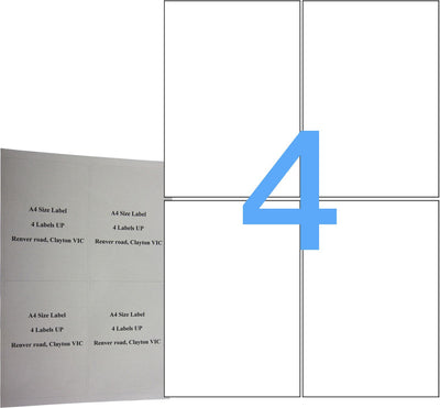 4UP 100 Pack A4 White Labels Self Adhesive Mailing Laser & Inkjet sticker labels - Avery L7169
