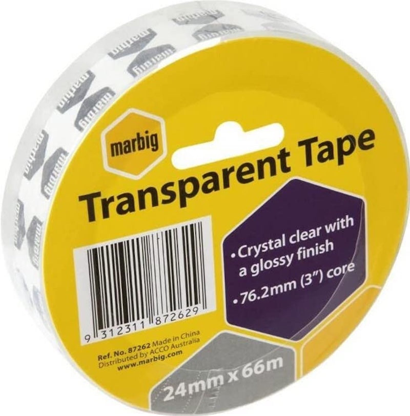 Marbig Transparent Adhesive Tape 24mm x 66