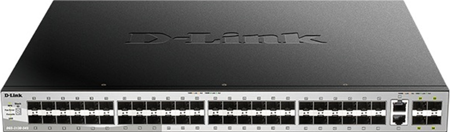 54-Port Stackable Gigabit SFP Layer 3+ Switch with 6 10GbE ports DGS-3130-54
