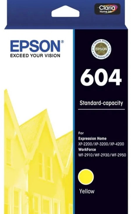 Genuine Epson 604 Yellow Ink Cartridge 130 Prints