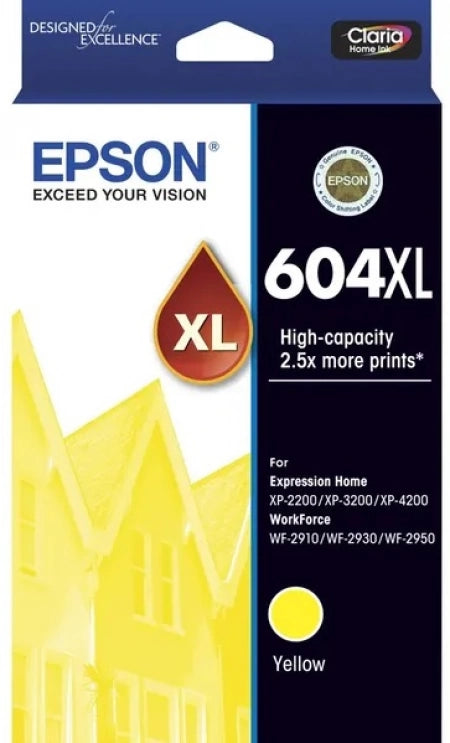 Genuine Epson 604XL Yellow High Capacity Ink Cartridge 350 Prints