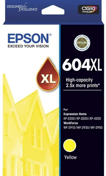 Genuine Epson 604XL Yellow High Capacity Ink Cartridge 350 Print