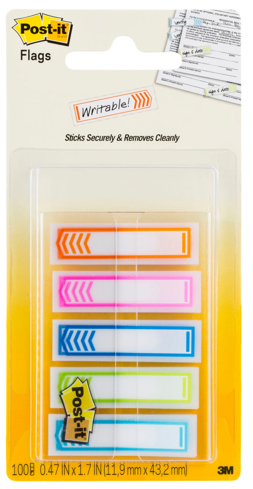 Post-It Writable Flags Assorted Colours 12 x 45mm 5-Pack - Box of 6