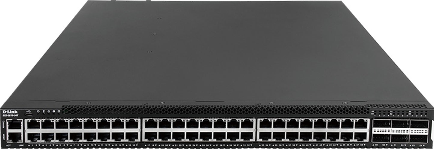 D-Link 54-Port 10 Gigabit Layer 3 Stackable Managed Switch with 48 10GBASE-T Ports and 6 40/100Gb QSFP+/QSFP28 Ports DXS-3610-54T