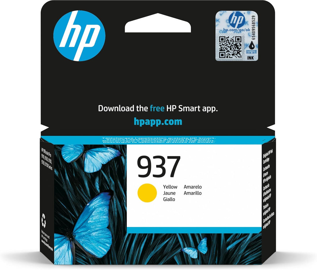 Genuine HP 937 Yellow Ink Cartridge 4S6W4NA 800 Print