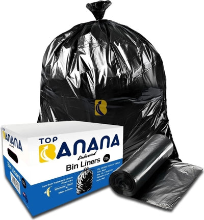 Carton of 250 72L Flat Seal Extra Heavy Duty Black Bin Liners - Restaurant Grade 32 micron (Super Strength)