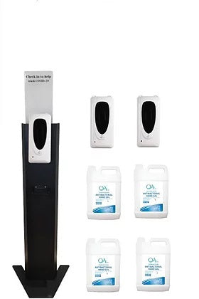 $506 Package 2: 2x Fixed Sanitiser Station + 1x Portable Sanitiser Station + 4x 5L Sanitiser