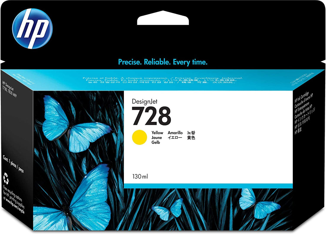 Genuine HP 728 130ml Yellow DesignJet Ink Cartridge F9J65A ~ 130m