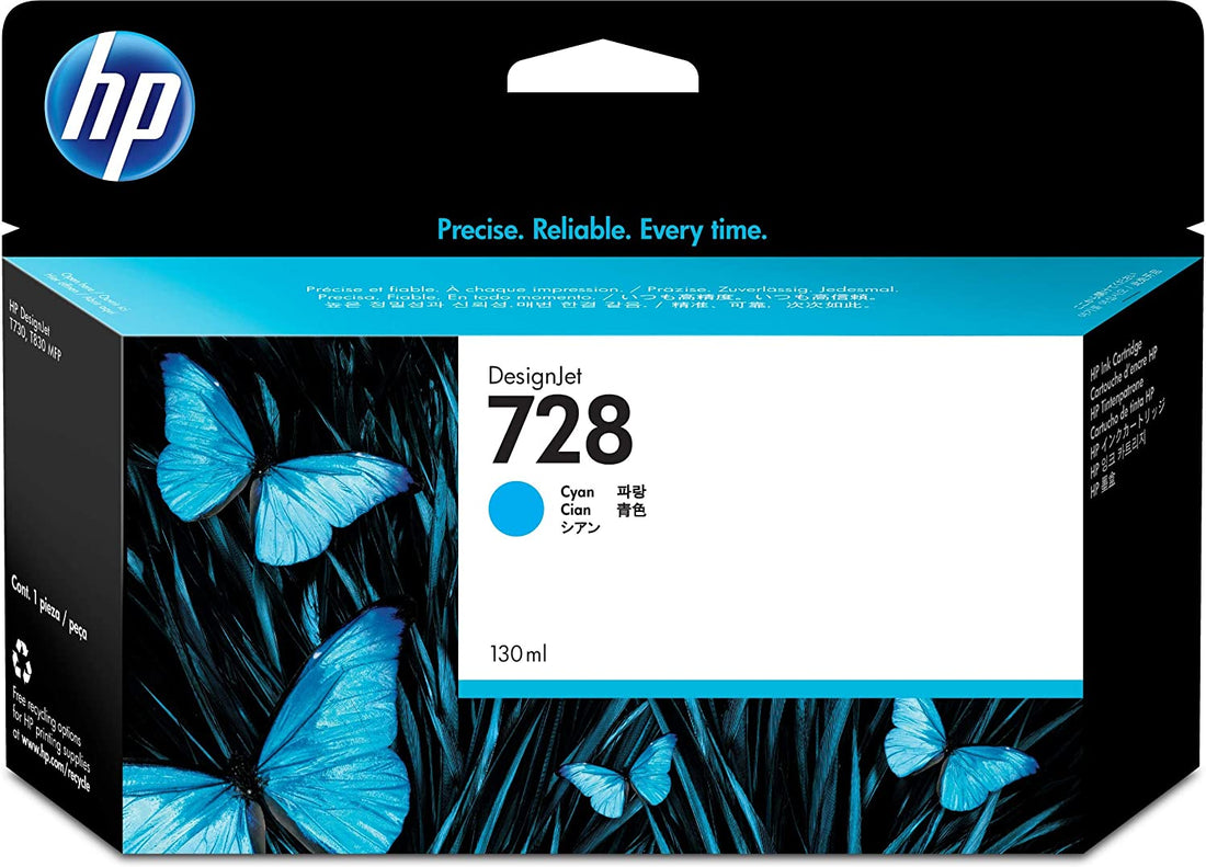 Genuine HP 728 130ml Cyan DesignJet Ink Cartridge F9J67A 130m