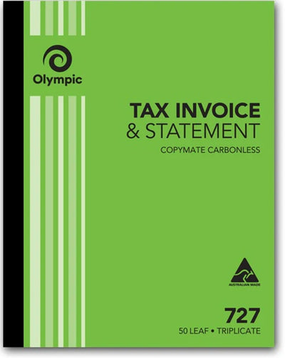 Olympic 727 Tax Invoice Statement Book FSC 10X8 50 Leaf (07793)