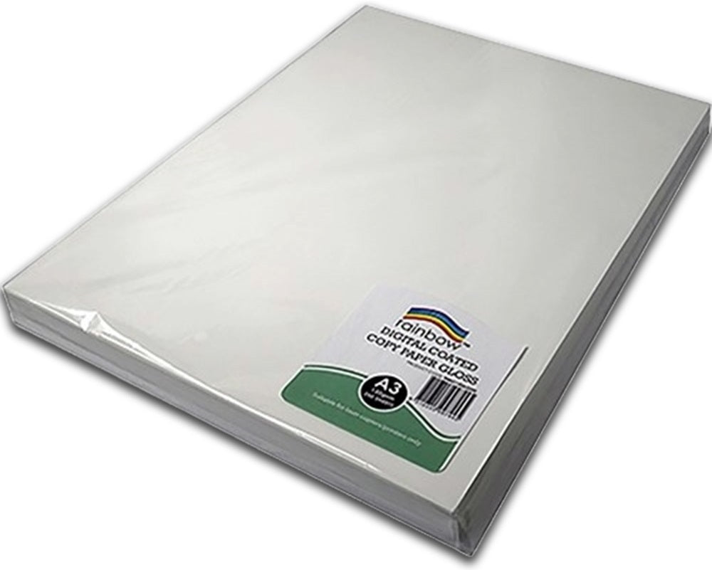 Rainbow Premium Digital Copy Paper Gloss A3 130gsm White - Pack of 250 Sheet