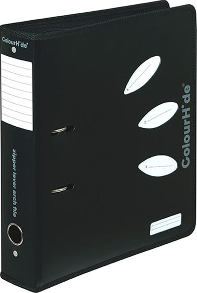 ColourHide Zip Lever Arch Binder A4 70mm Black