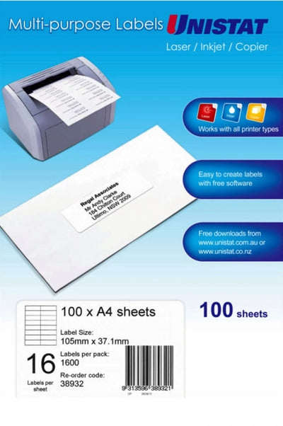 16UP UNI LIP Lables 105X37 (100 Sheets)