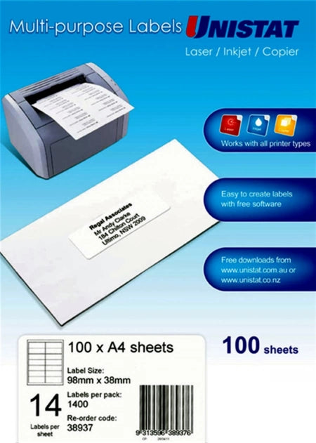 14UP Unistat LIP Label 98 x 38mm Pack of 100