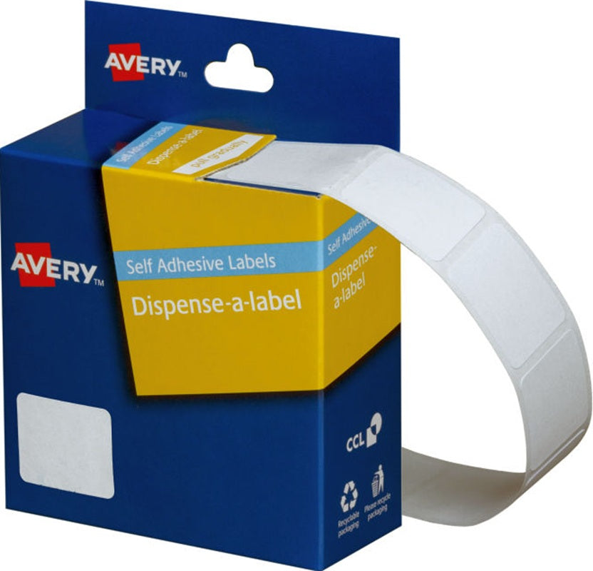 AVERY White Rectangle Dispenser Stickers 24 x 19 mm 650/Rol