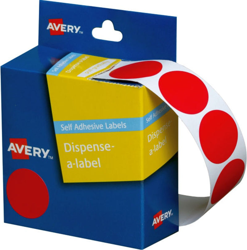 AVERY Red Dispenser Dot Stickers 24mm 500/Rol