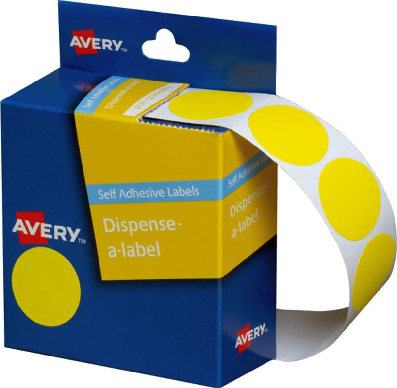 AVERY Yellow Dispenser Dot Stickers 24mm 500/Rol