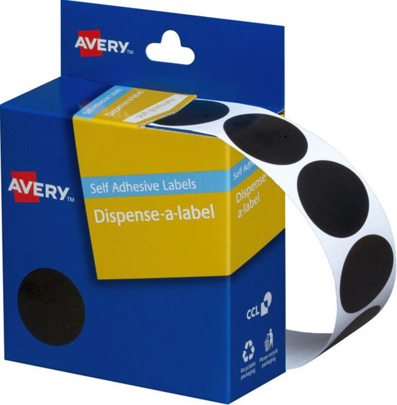 AVERY Black Dispenser Dot Stickers 24mm 500/Rol