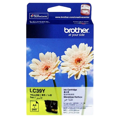 Brother LC39Y Yellow Genuine Ink Cartridge 260 Print Yield
