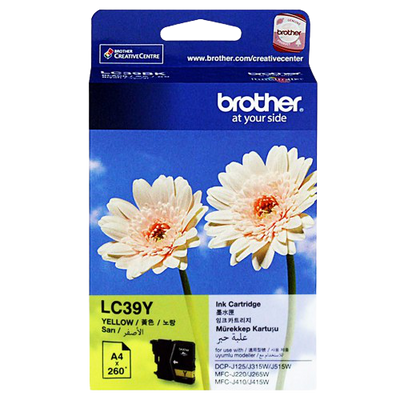 Brother LC39Y Yellow Genuine Ink Cartridge 260 Print Yield