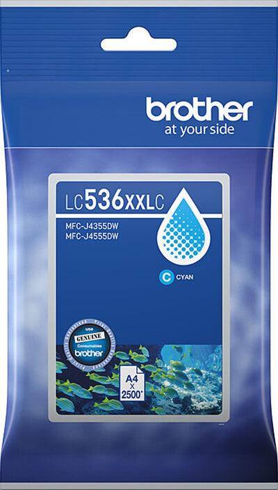 Genuine Brother LC-536XXLC Cyan Super High Capacity Ink Cartridge 2,500 Print