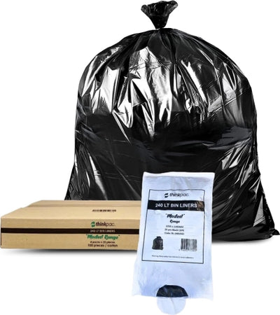 Carton of 100 Roll 240L Black Bin Liners - Proud 32 micron (Super Strength)
