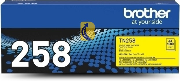 Genuine Brother TN258Y Yellow Toner Cartridge 1,000 Print