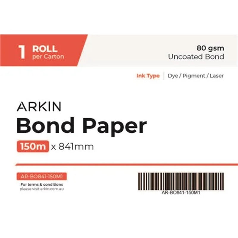 Arkin Bond Paper Uncoated Bond 80gsm 841mm x 150m ARBO841-150M1
