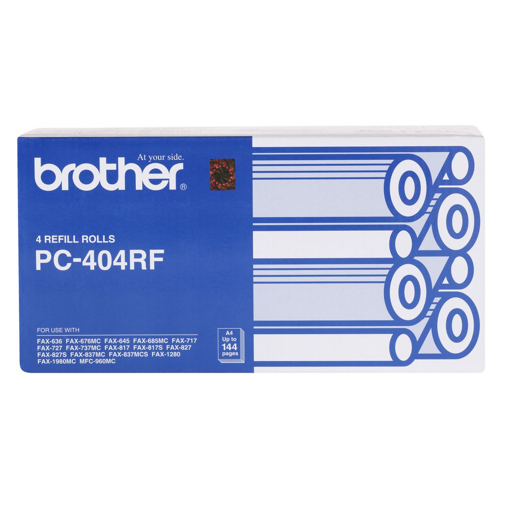 Genuine 4 Pack Brother PC404 Fax Roll 144 Print Yield1