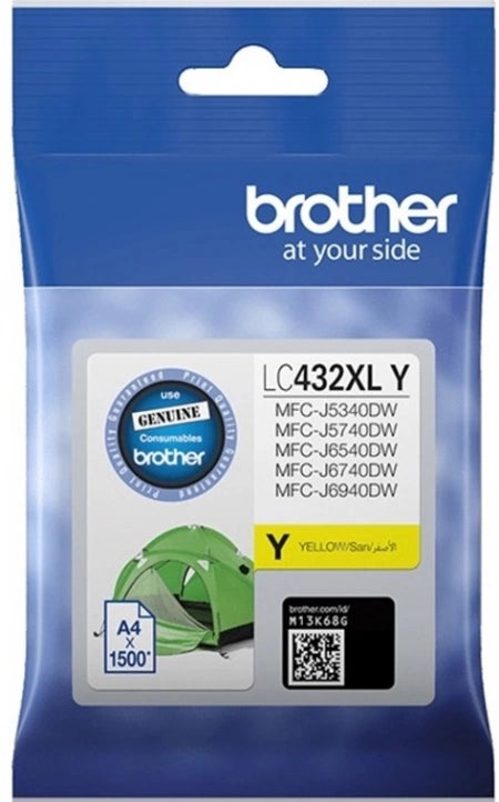 Genuine Brother LC-432XLY Yellow High Capacity Ink Cartridge 1,500 Prints