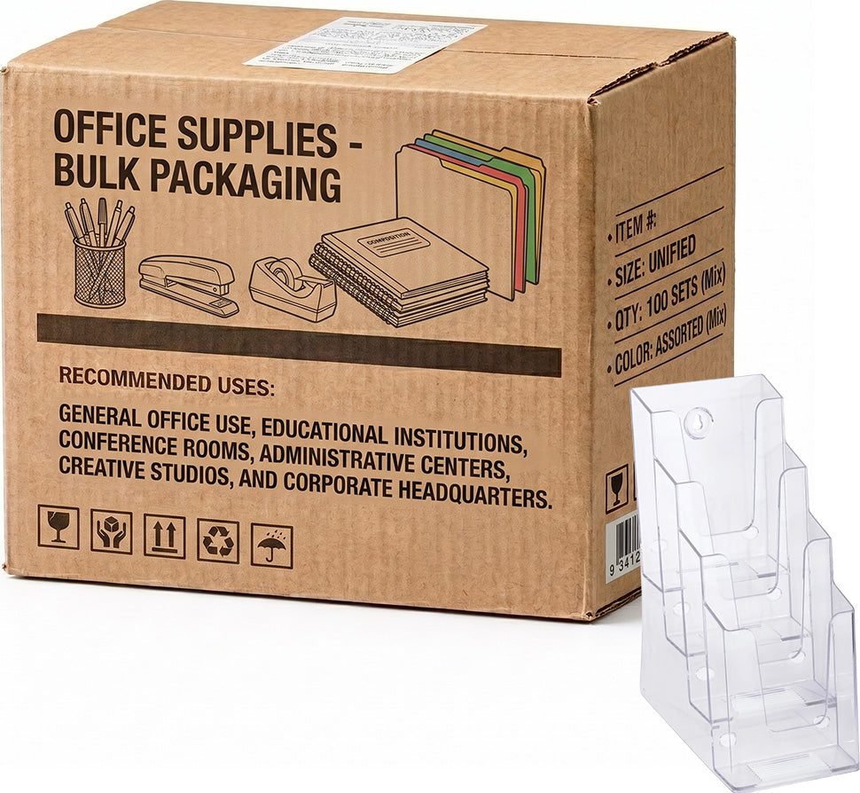 Carton of 5 GNS 4-Tier DL Brochure Holder Clear Desk or Wall-Mount Portrait Display