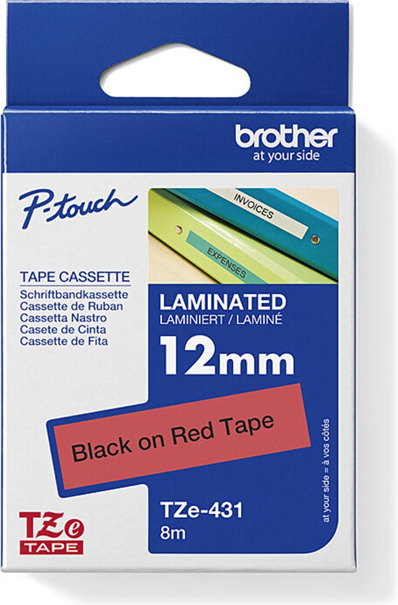 Brother TZe-431 Labelling Tape Black Text On Red 12mm x 8