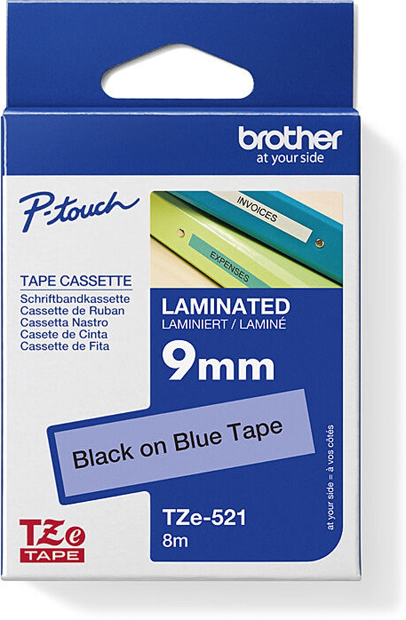 Brother TZe-521 Labelling Tape Black on Blue 9mm x 8