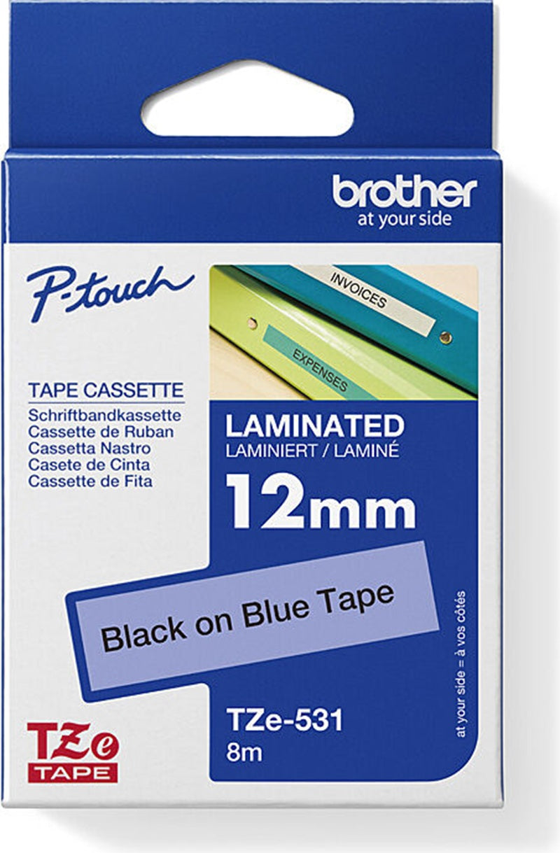 Brother TZe-531 Labelling Tape Black Text On Blue 12mm x 8